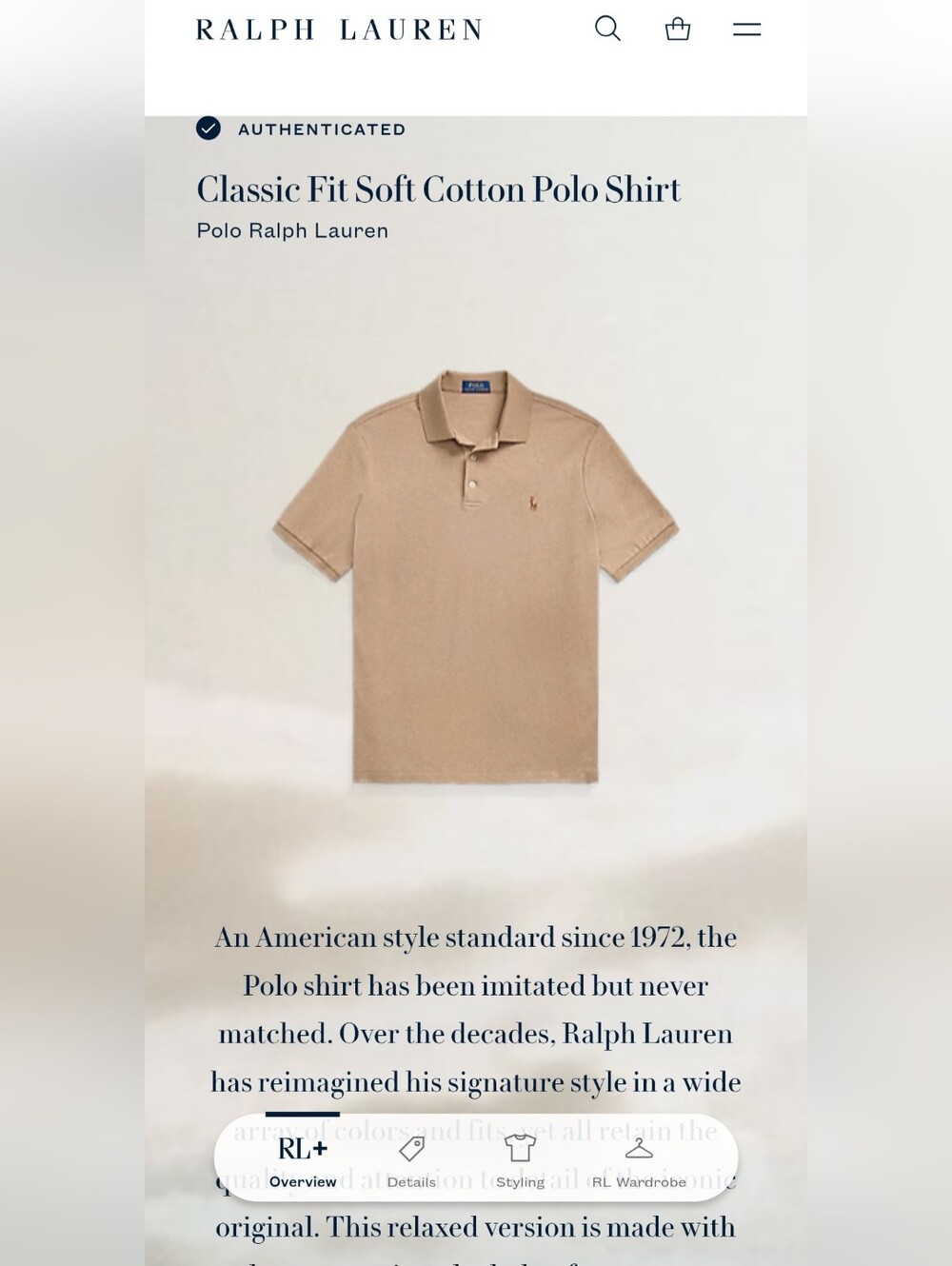 💙 7. Ralph Lauren Men's Size XL Classic Fit Soft Cotton Polo Shirt